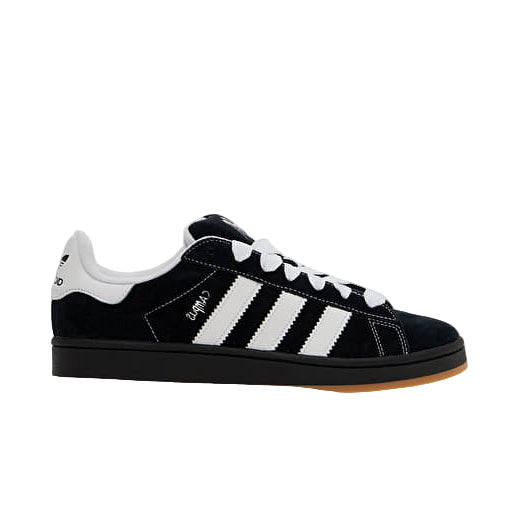 A black and white adidas Campus 00s KoRn sneaker with lace-up closure and the brand's logo visible.