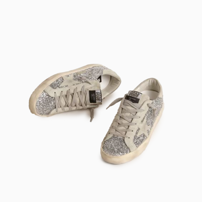 Golden Goose Superstar Glitter Silver Sneakers