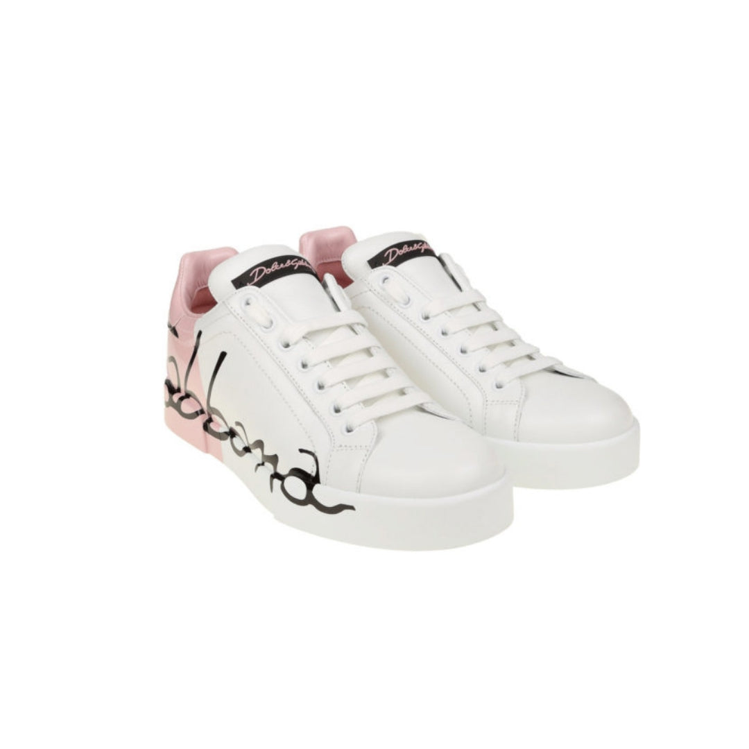 Dolce & Gabbana white and pink leather