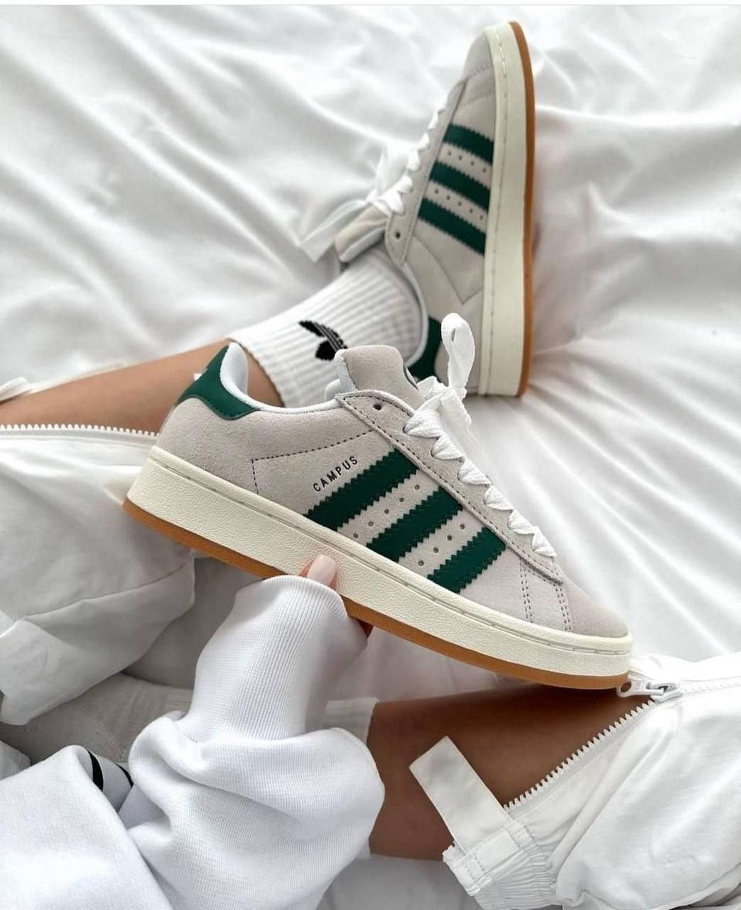 adidas Campus 00s Crystal White Dark Green