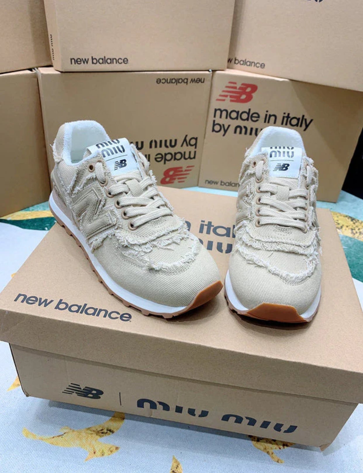 New Balance 574 Miu Miu Denim Colonial Beige