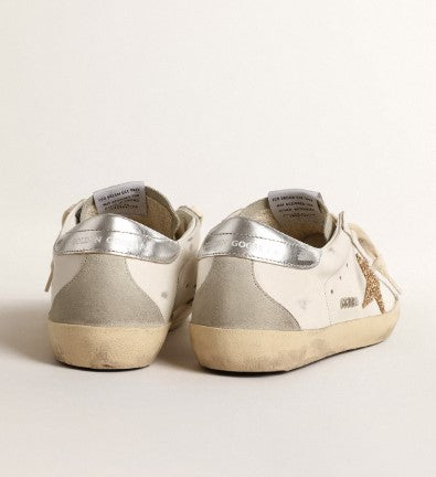 Golden Goose Super-Star White Ice Gray Gold Glitter