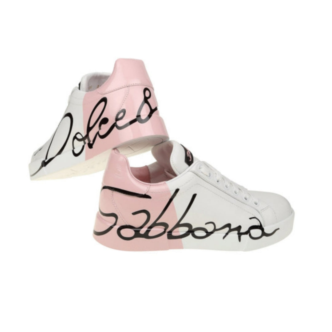 Dolce & Gabbana white and pink leather