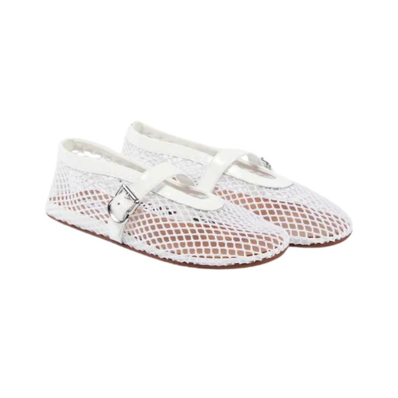 Alaïa Mesh Ballet Flats White