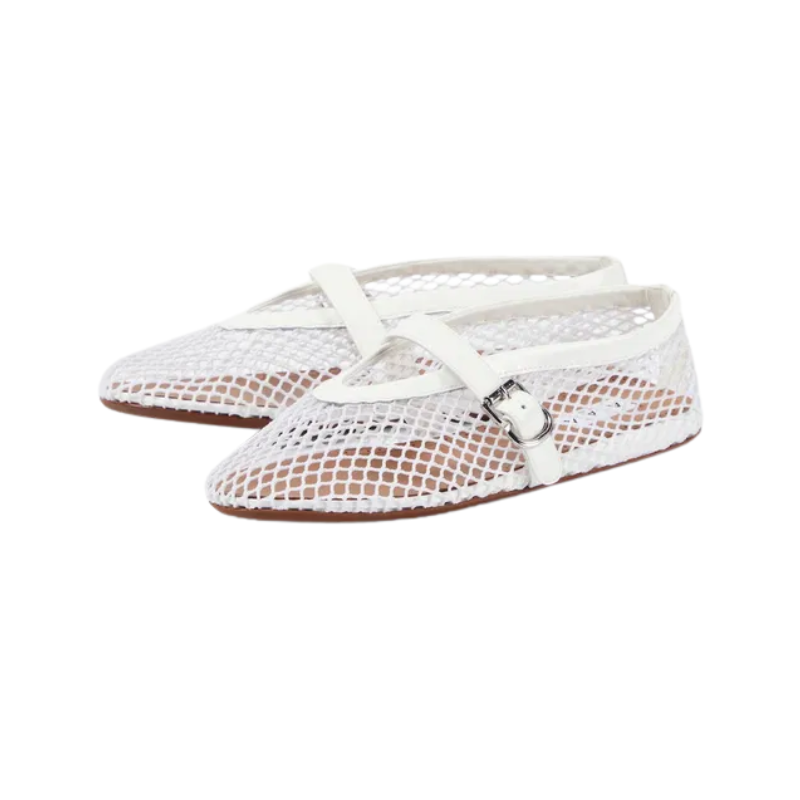 Alaïa Mesh Ballet Flats White