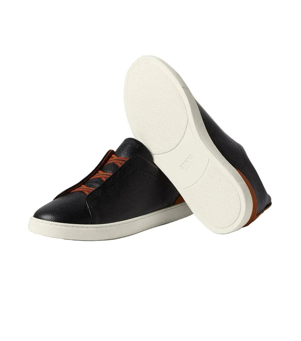 Zegna Triple Stitch Genuine Leather Sneakers Black 2