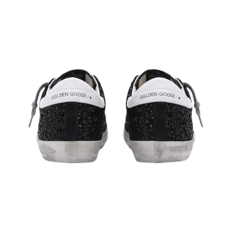 Golden Goose Super-Star Black glitter silver leather star