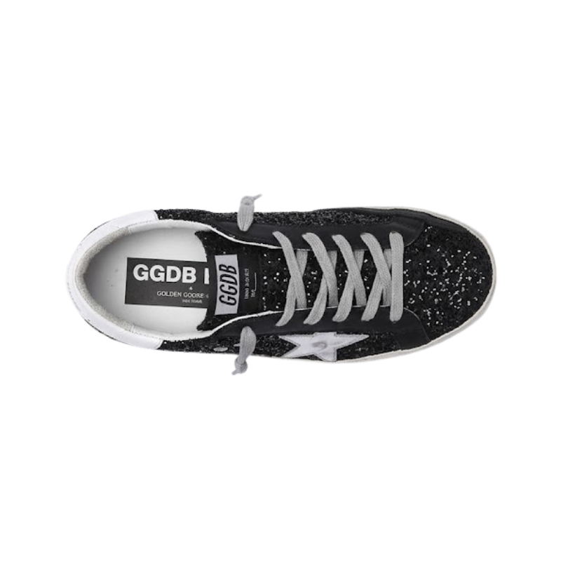 Golden Goose Super-Star Black glitter silver leather star