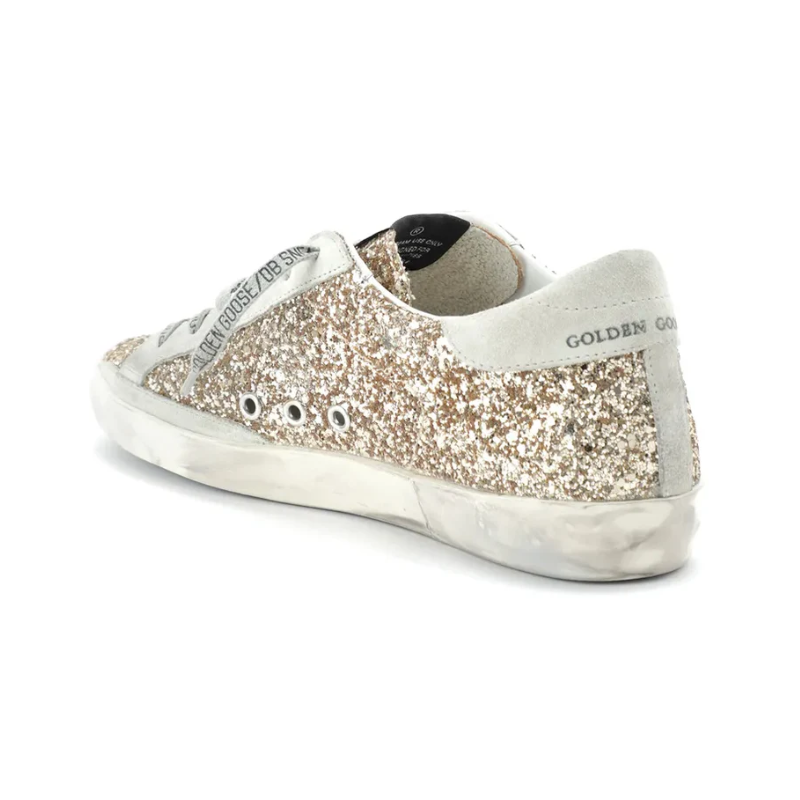 Golden Goose Super-Star White Star Gold Glitter