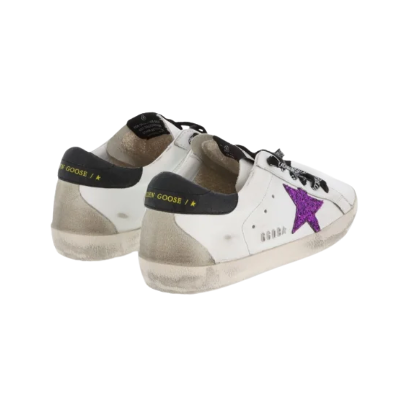 Golden Goose Women's Superstar White and purple glitter star