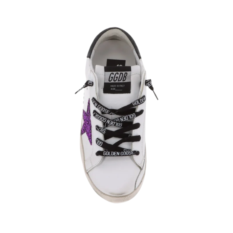 Golden Goose Women's Superstar White and purple glitter star