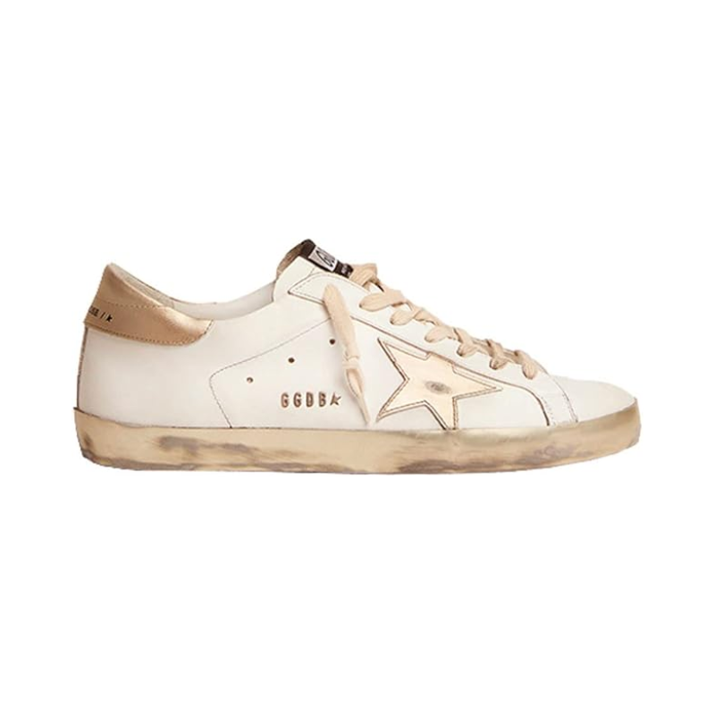 Golden Goose Super-Star White leather and distressed gold-tone star