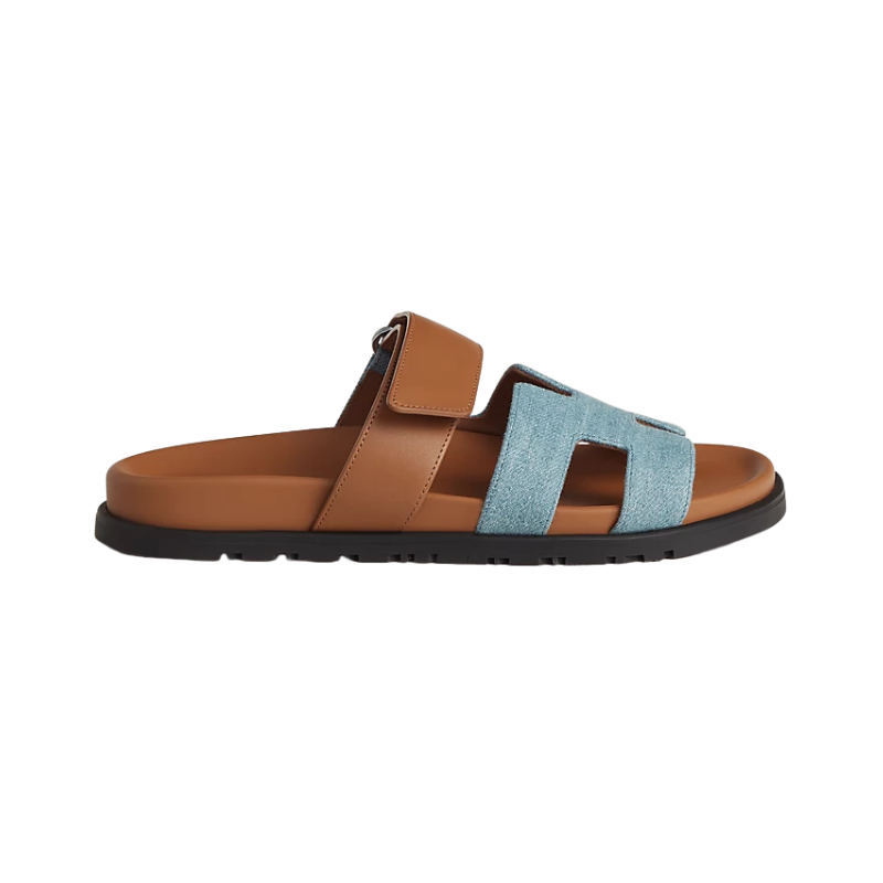 Hermes Chypre Sandals Bleu Clair / Naturel