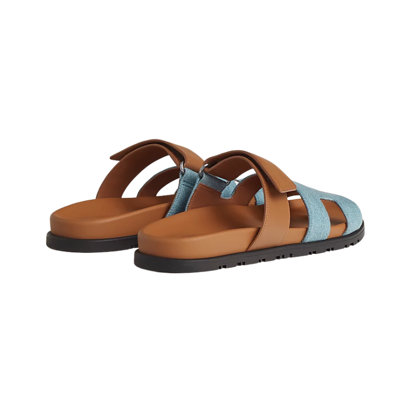 Hermes Chypre Sandals Bleu Clair / Naturel