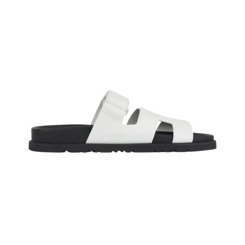 Hermes Chypre sandals featuring White black calfskin