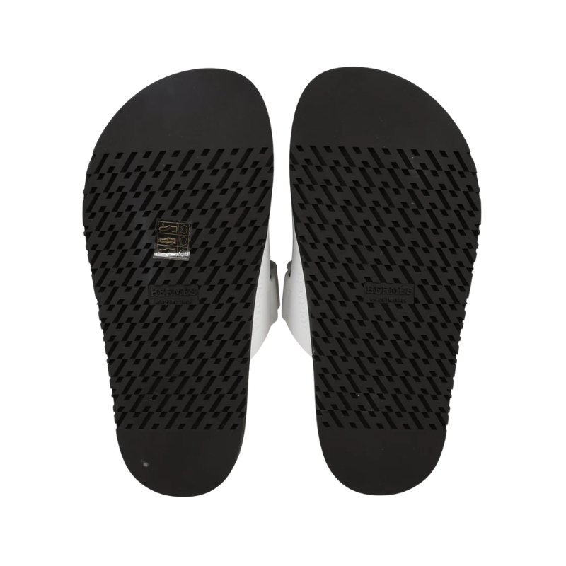 Hermes Chypre sandals featuring White black calfskin