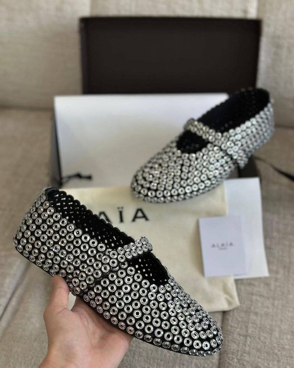 Alaïa eyelet ballerina shoes