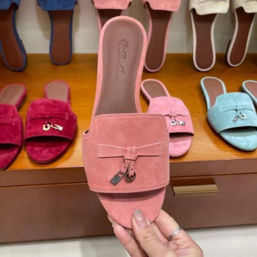 LORO PIANA Summer Charms Suede Goatskin Flat Sandal