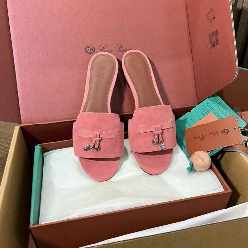 LORO PIANA Summer Charms Suede Goatskin Flat Sandal