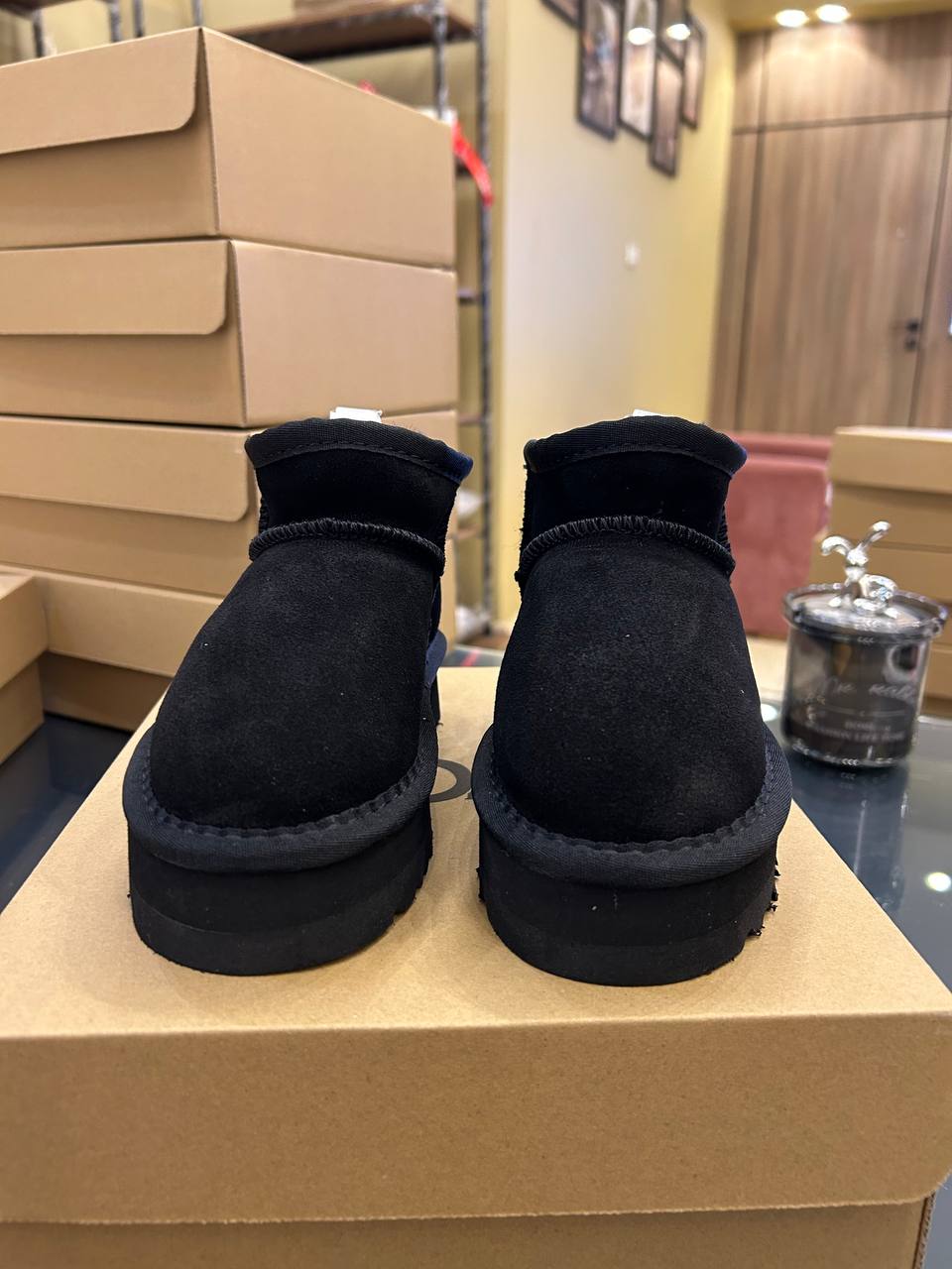UGG Classic Ultra Mini Platform boot in black suede
