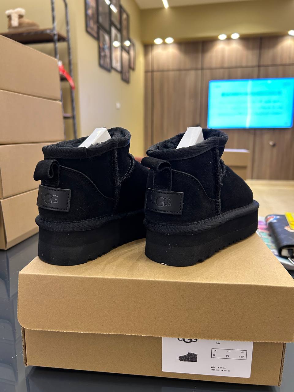 UGG Classic Ultra Mini Platform boot in black suede