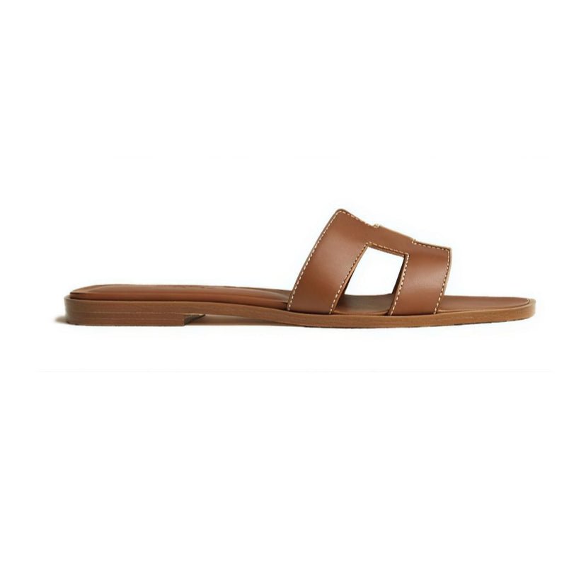 Hermes Brown Leather Oran Sandals