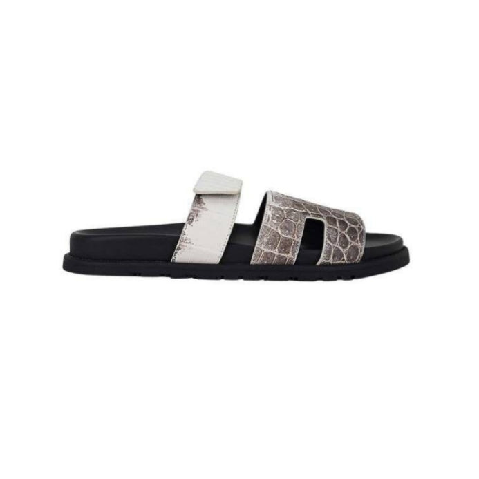 Hermes Himalaya Crocodile Chypre Slingback Flat Sandals
