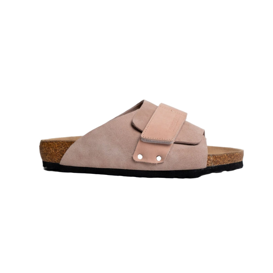 Beige sandal with a strap on a white background