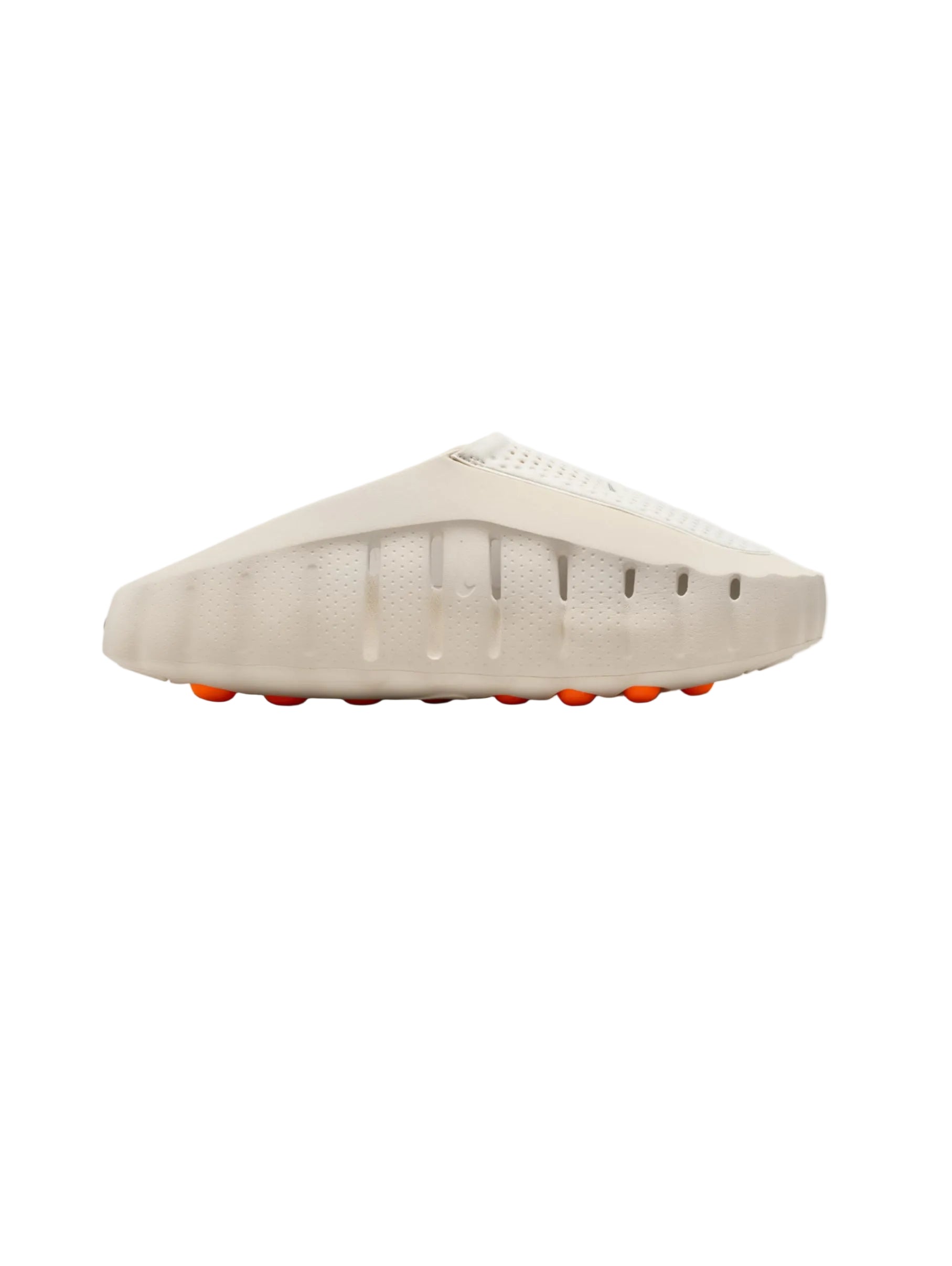 Beige shoe with orange accents on a white background