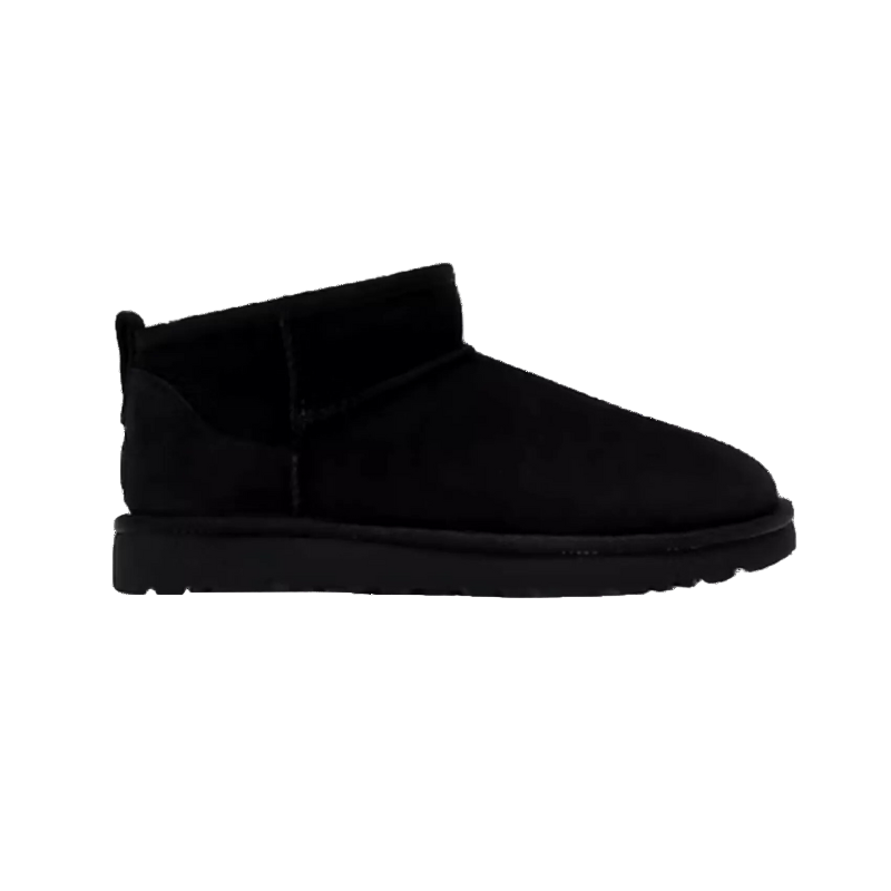 Black suede ankle boot on a white background