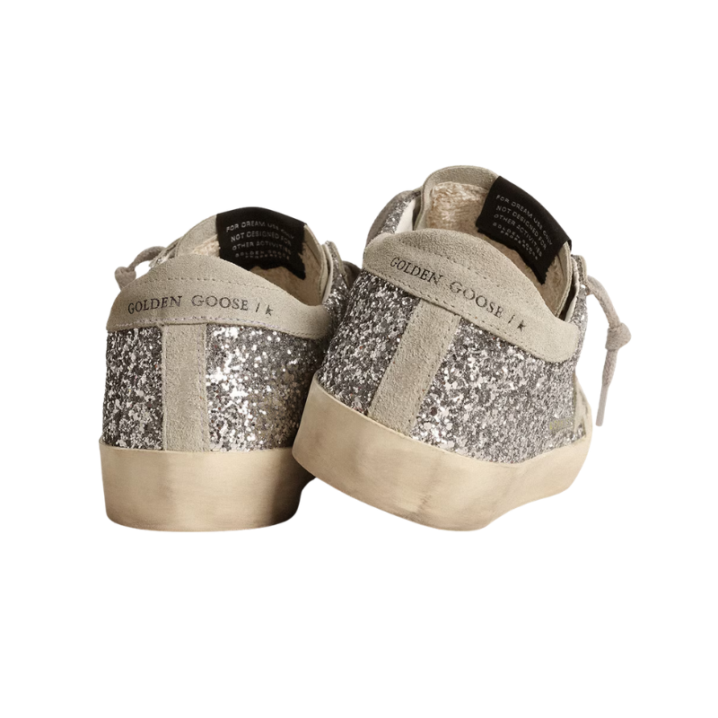 olden Goose Super-Star silver glitter ice-gray suede star