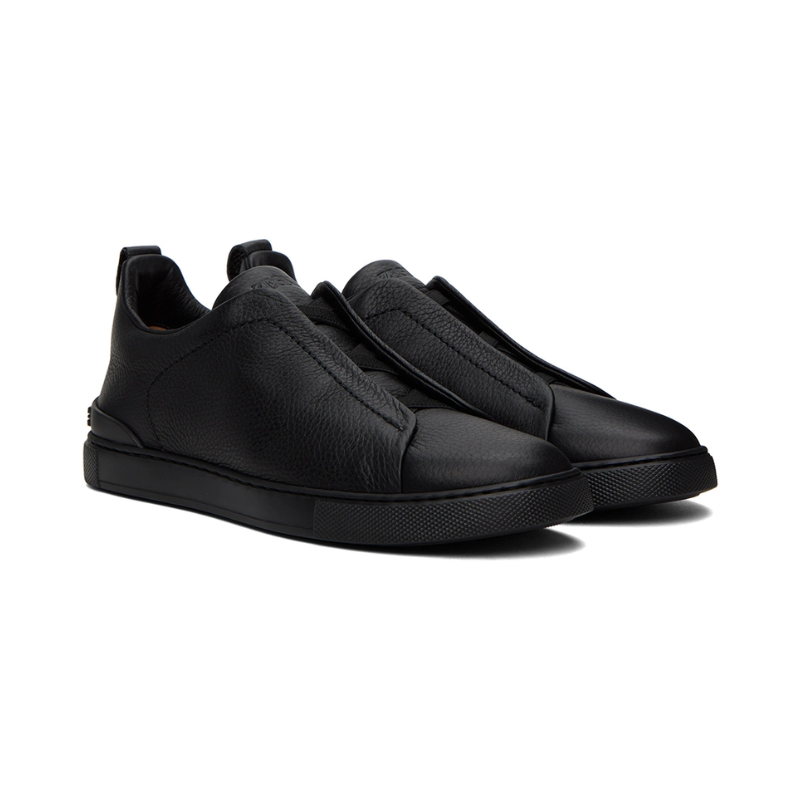Zegna Triple Stitch Deerskin sneakers Black
