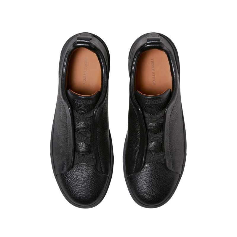 Zegna Triple Stitch Deerskin sneakers Black