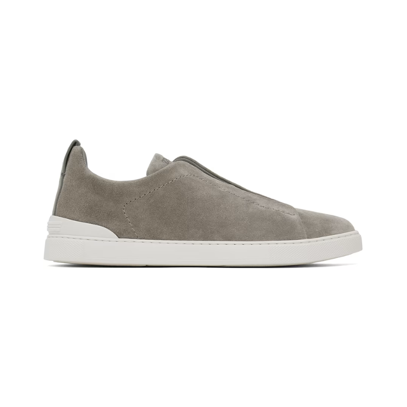 Zegna Grey Mélange Suede Triple Stitch™ Sneakers Gray