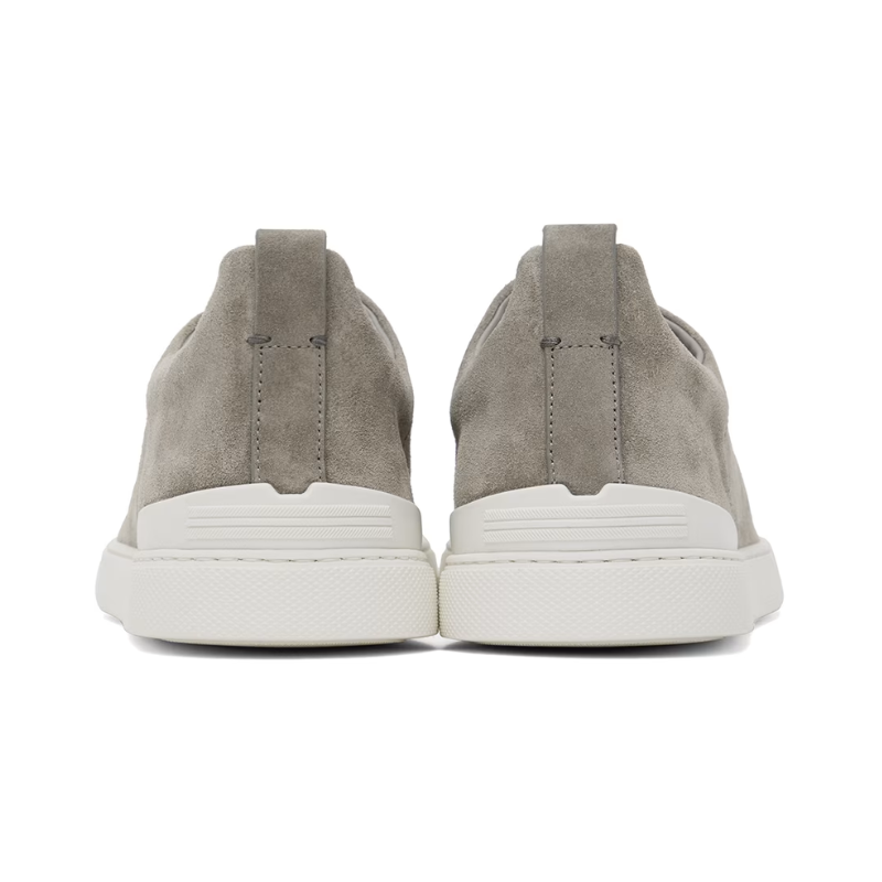 Zegna Grey Mélange Suede Triple Stitch™ Sneakers Gray