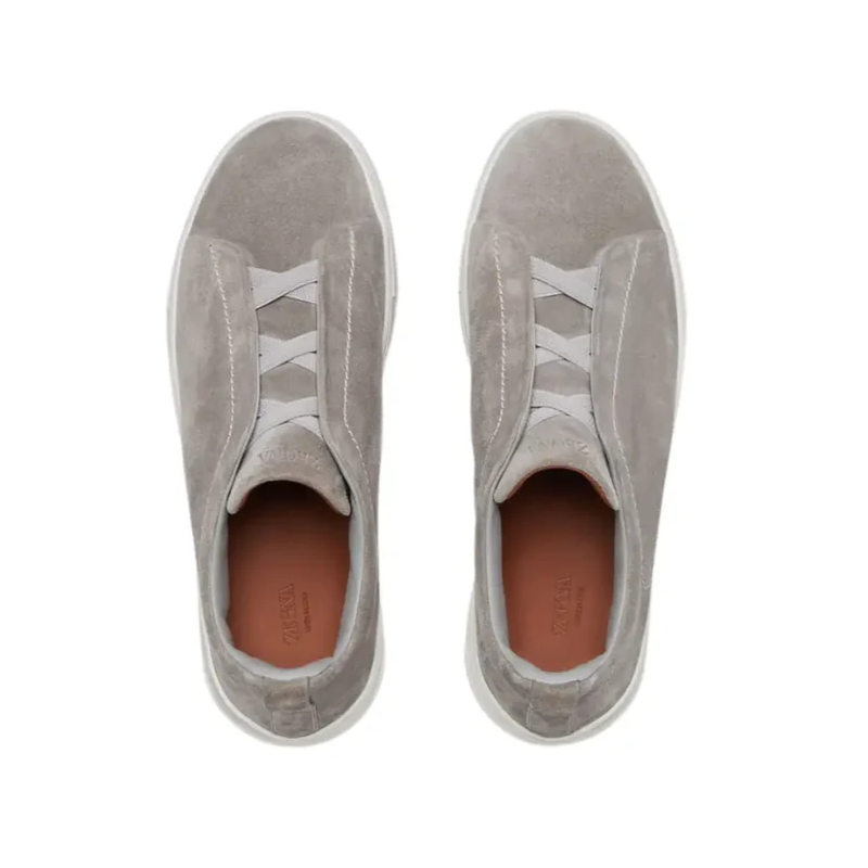 Zegna Grey Mélange Suede Triple Stitch™ Sneakers Gray