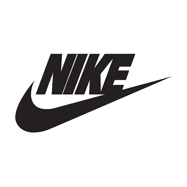 Black Nike logo on a transparent background
