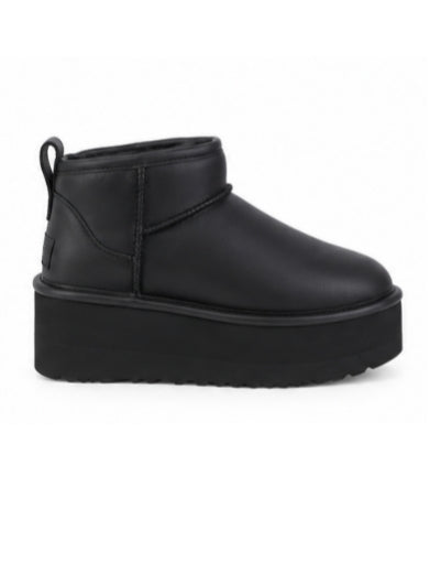 UGG Platform Leather Ankle Boots Black