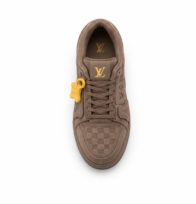 Louis Vuitton LV Trainer Damier-Embossed Nubuck Sneaker – Taupe Brown