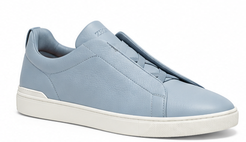 ZEGNA Triple Stitch™ Leather Sneakers – Light Blue