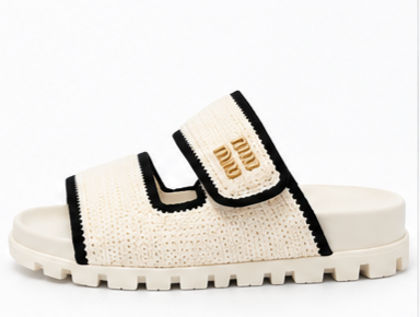 Miu Miu Crochet Sandals Ivory