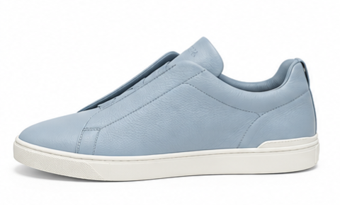 ZEGNA Triple Stitch™ Leather Sneakers – Light Blue