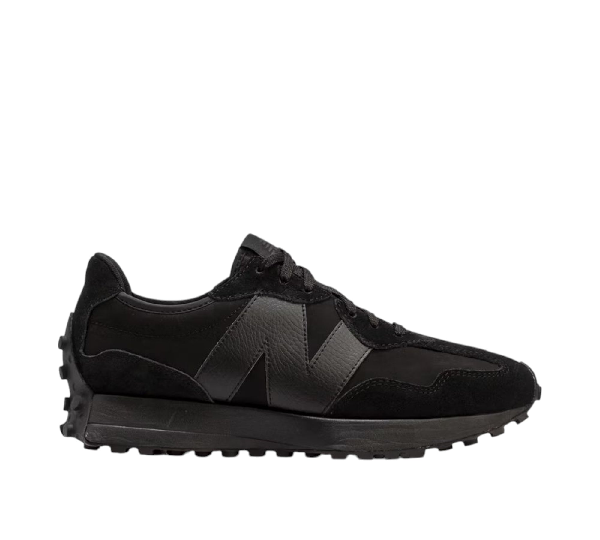 New Balance 327 Black White Tongue Logo