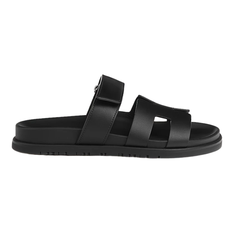 Hermes Chypre Sandal Noir Calfskin Leather