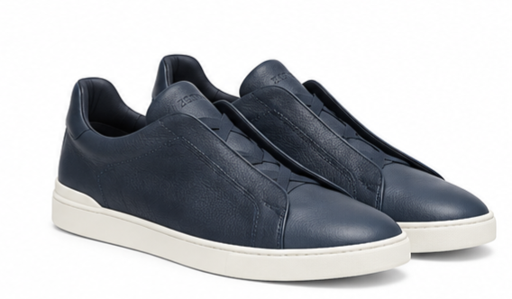 ZEGNA Triple Stitch™ Deerskin Sneakers – Navy Blue