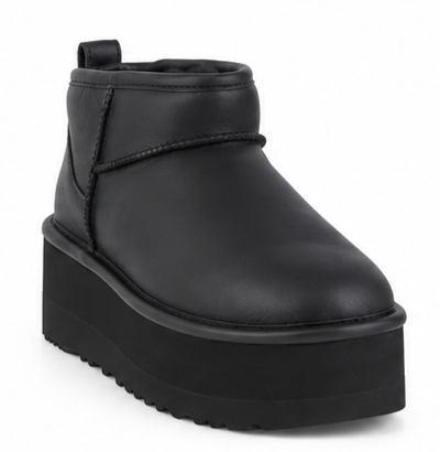 UGG Platform Leather Ankle Boots Black