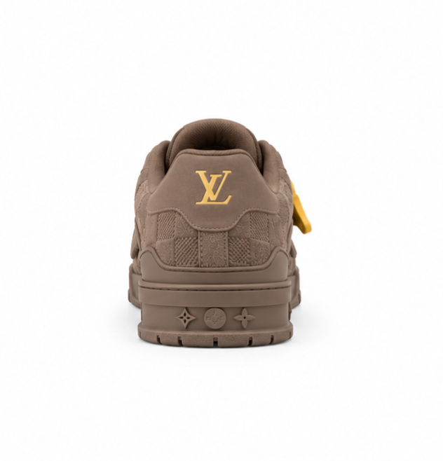 Louis Vuitton LV Trainer Damier-Embossed Nubuck Sneaker – Taupe Brown