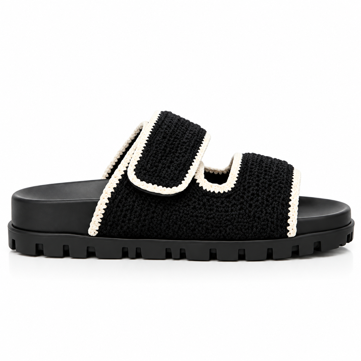 Miu Miu Crochet Sandals – Black