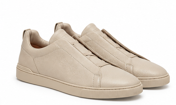 ZEGNA Beige Deerskin Triple Stitch™ Sneakers