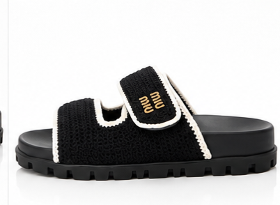 Miu Miu Crochet Sandals – Black